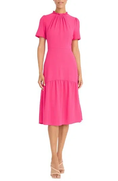 Maggy London Short Sleeve Ruffle Midi Dress In Beetroot Purple