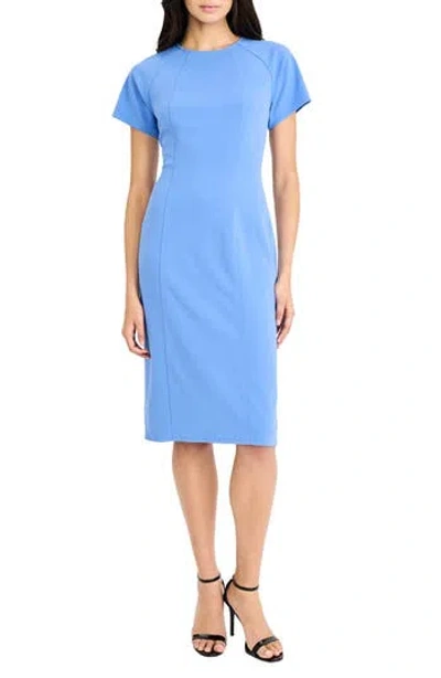 Maggy London Short Sleeve Sheath Dress In Blue