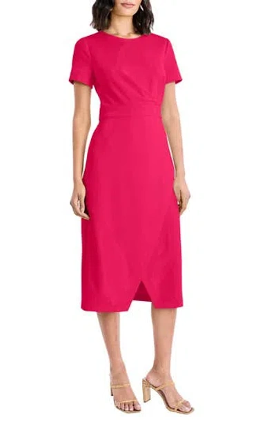Maggy London Short Sleeve Tulip Hem Midi Dress In Red
