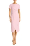 Maggy London Short Sleeve Tulip Hem Midi Dress In Pink