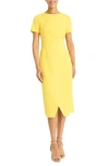 Maggy London Short Sleeve Tulip Hem Midi Dress In Yellow