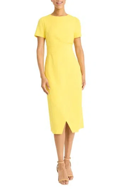 Maggy London Short Sleeve Tulip Hem Midi Dress In Yellow