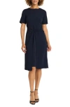 Maggy London Short Sleeve Twisted Overlay Midi Dress