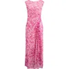 Maggy London Side Drape Midi Dress In Ivory/audacious Orchid