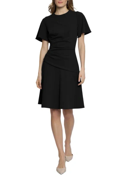Maggy London Side Pleated Dress In Black