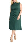 Maggy London Side Shirred Sleeveless Midi Dress In Bistro Green