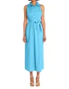 Maggy London Sleeveless Collared Midi Dress In Cendre Blue In Blue