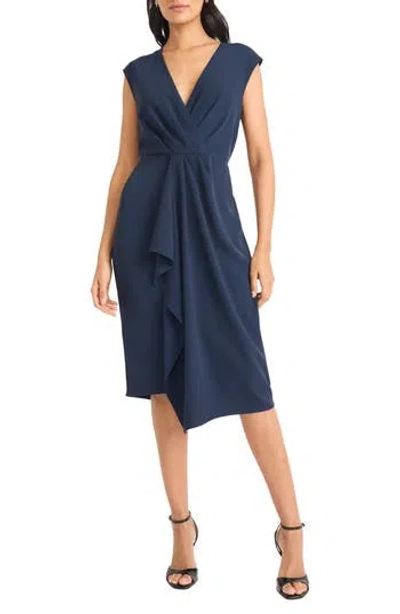 Maggy London Sleeveless Draped Midi Dress