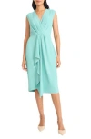 Maggy London Sleeveless Draped Midi Dress