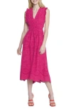 Maggy London Sleeveless Embroidered Eyelet Midi Dress
