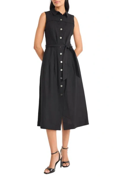 Maggy London Sleeveless Linen Blend Shirtdress