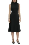 Maggy London Sleeveless Mock Neck Midi Dress In Black