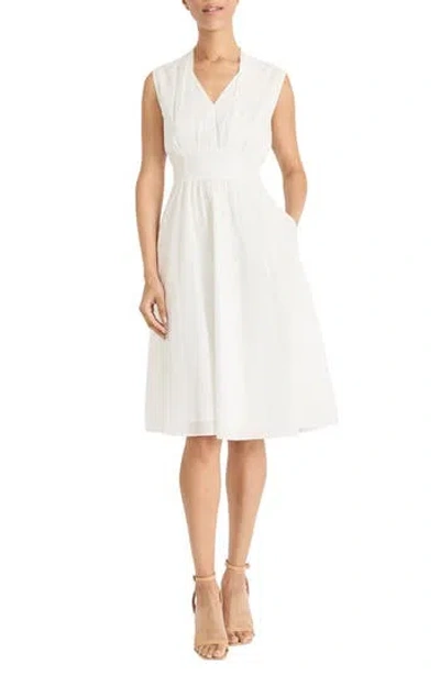Maggy London Sleeveless Shirred Midi Dress In Ivory