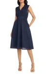 Maggy London Sleeveless Shirred Midi Dress In Navy Blazer