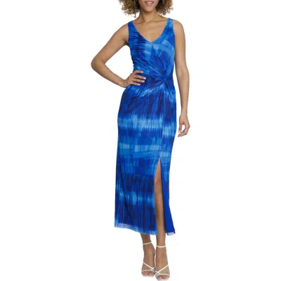 Maggy London Sleeveless Twist Front Maxi Dress In Sky Blue/denim Blue