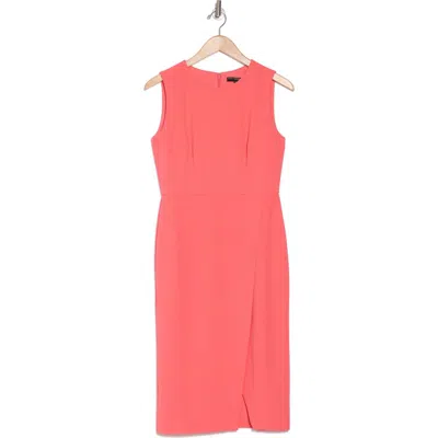 Maggy London Sleeveless Wrap Knee Length Dress In Calypso Coral