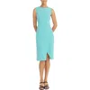 Maggy London Sleeveless Wrap Knee Length Dress In Sea Blue