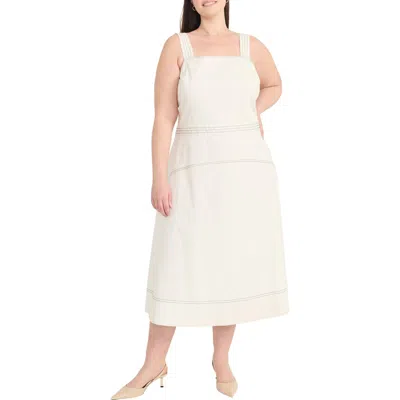 Maggy London Sleeveless Yoke Skirt Midi Sundress In Sugar