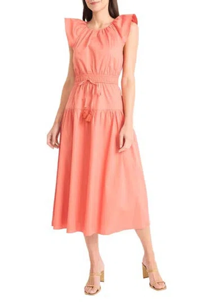 Maggy London Stretch Cotton Tiered Midi Dress