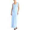 Maggy London Tie Detail Satin Gown In Blue Bell