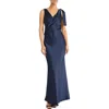 Maggy London Tie Detail Satin Gown In Navy