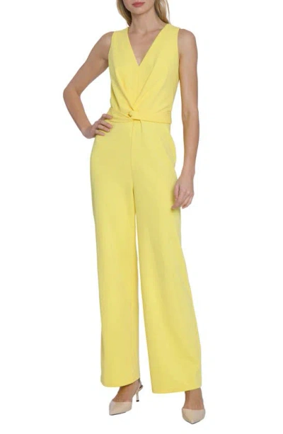 Maggy London Tie Front Wide Leg Jumpsuit In Yellow