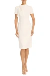 Maggy London Tie Neck Puff Sleeve Scuba Crepe Dress In Sugar Swizzle