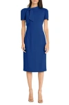 Maggy London Tie Neck Puff Sleeve Scuba Crepe Dress In Surf The Web