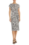 Maggy London Tie Waist Midi Dress In Cream/black