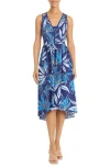 Maggy London Womens Hi-low Cotton Midi Dress In Royal Blue/french Blue
