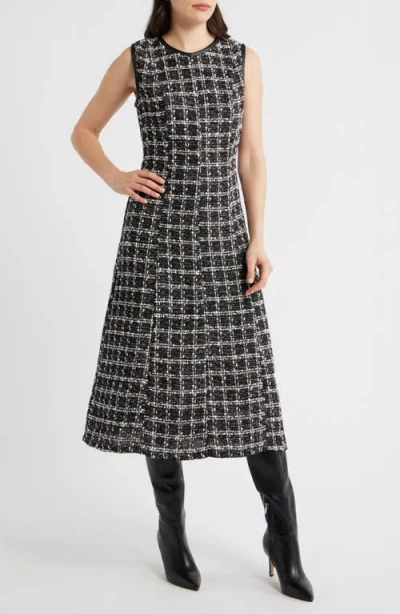 Maggy London Tweed Sleeveless Fit & Flare Midi Dress In Black