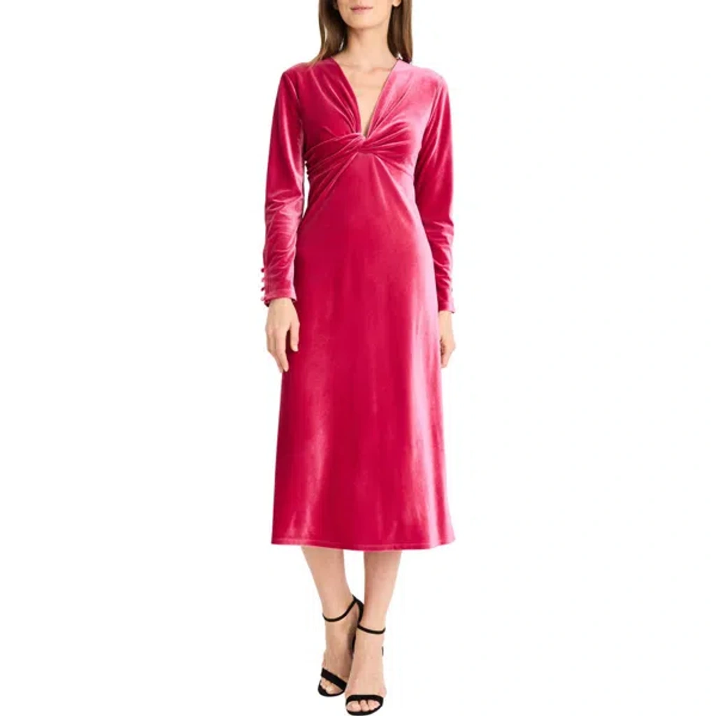Maggy London Twist Long Sleeve Velvet Midi Cocktail Dress In Cherries  Jubilee | ModeSens