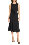 Maggy London Draped Midi Dress In Black