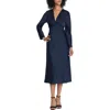 Maggy London Twist Neck Long Sleeve Midi Dress In Twilight/navy