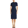 Maggy London Twist Neck Midi Sheath Dress In Navy Blazer