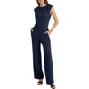 Maggy London Twist Wide Leg Jumpsuit In Twilight Navy