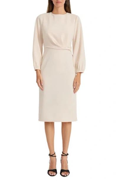 Maggy London Twisted Long Sleeve Midi Dress In Horn