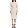 Maggy London Twisted Long Sleeve Midi Dress In Horn