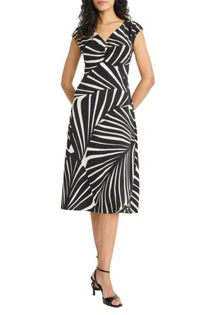 Maggy London V-neck Midi Dress In Multi