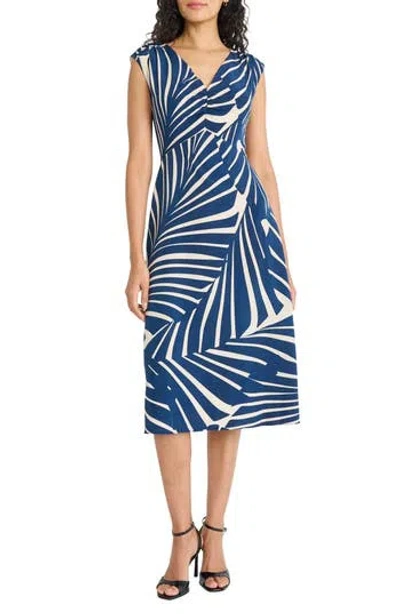 Maggy London V-neck Midi Dress In Multi