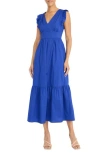 Maggy London V-neck Sleeveless Solid Maxi Dress In Surf The Web