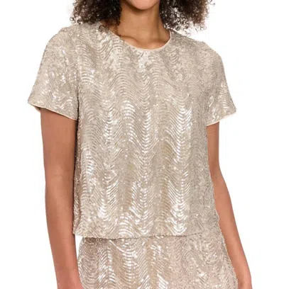 Maggy London Wavy Sequin Tee In Champagne In Neutral