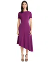Maggy London Short Sleeve Asymmetric Midi Dress In Purple