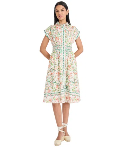 Maggy London Women's Collared Neck Midi Dress In Multi