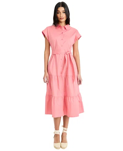 Maggy London Women's Collared Shirt Dress In Pink