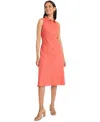Maggy London Sleeveless Linen Blend Shirtdress In Mineral Red