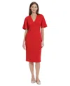 Maggy London Flutter Sleeve Midi Dress In Racing Red