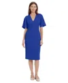 Maggy London Flutter Sleeve Midi Dress In Retro Blue