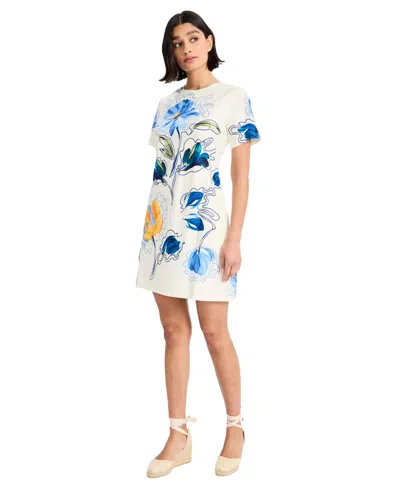 Maggy London Women's Crew Neck Short Sleeve Short Dress In Multi