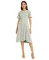 Maggy London Floral Lace High-low Midi Dress In Green,cream